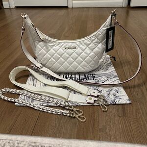 MZ Wallace Crosby Luna pearl metallic crossbody/shoulder bag